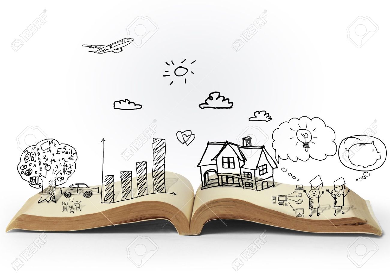 Open Book Drawing Stock Photos and Images - 123RF